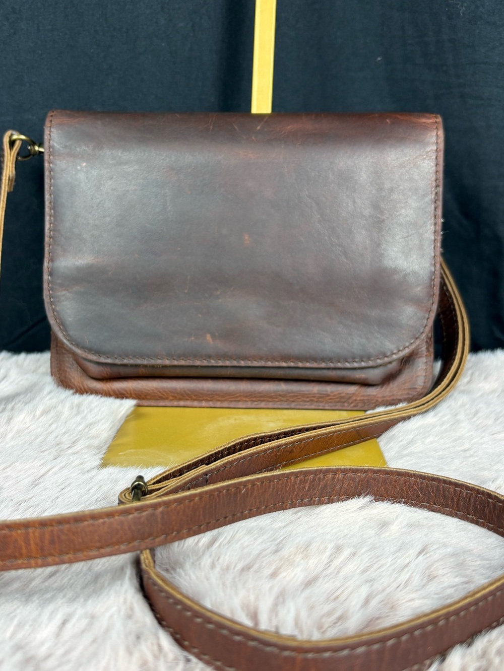 Men’s Genuine Leather RFID Crossbody Organizer Bag Brown Adjustable Strap